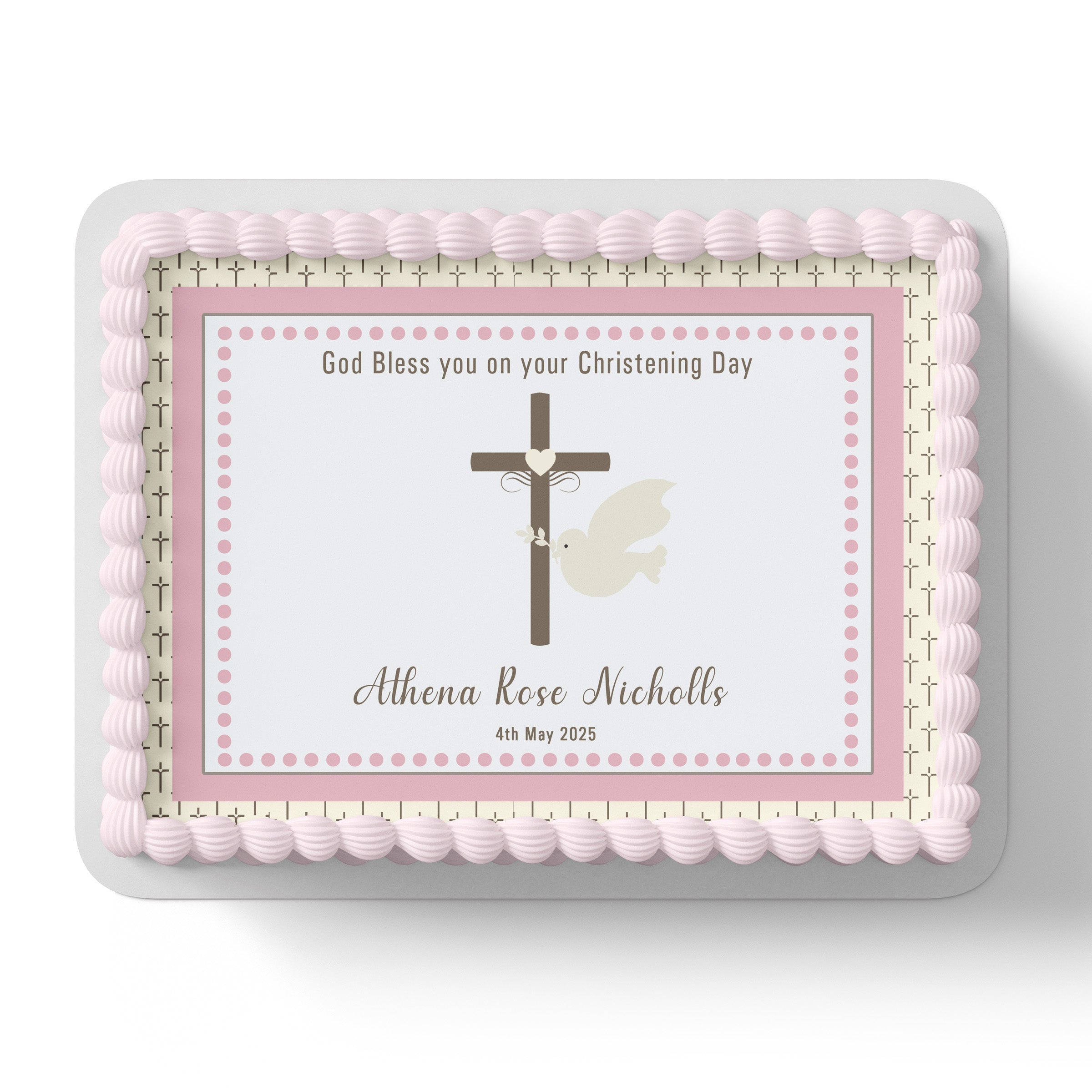 Personalised Rectangular Edible Cake Topper For Christening With Photo (Sweet Tops) - View #2