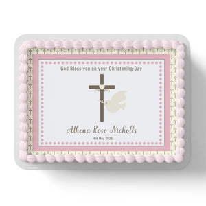 Baptism Christening Edible Icing Cake Topper
