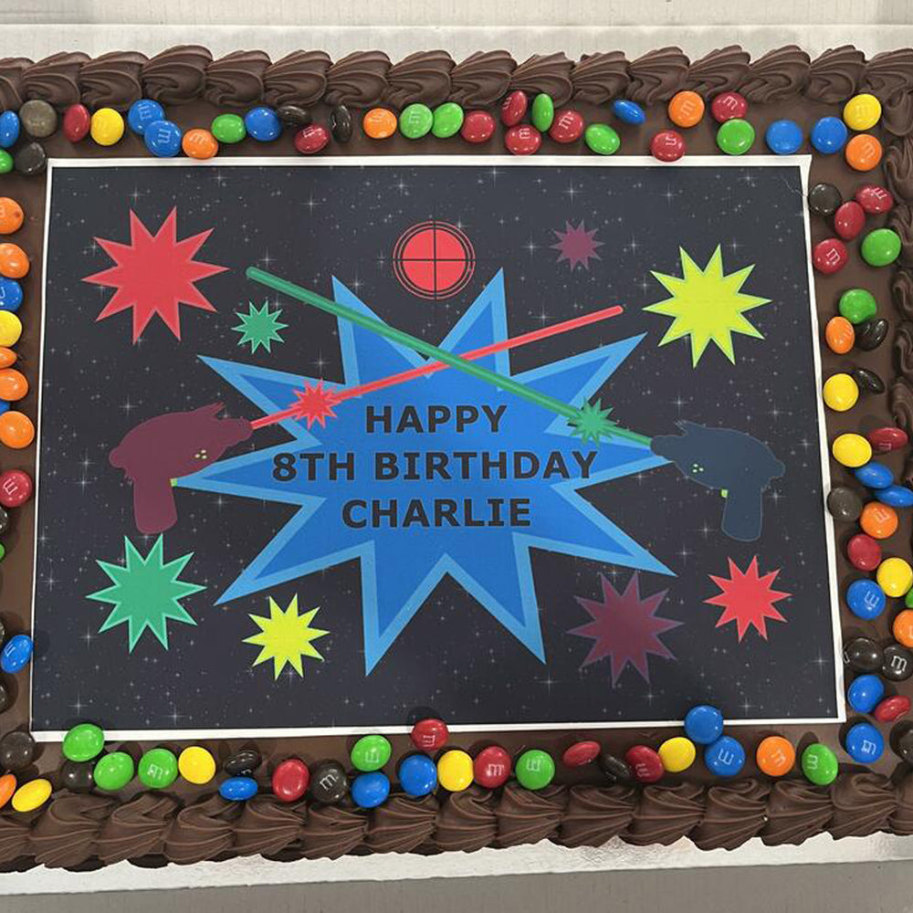 Laser Tag Rectangle Square Edible Icing Cake Topper