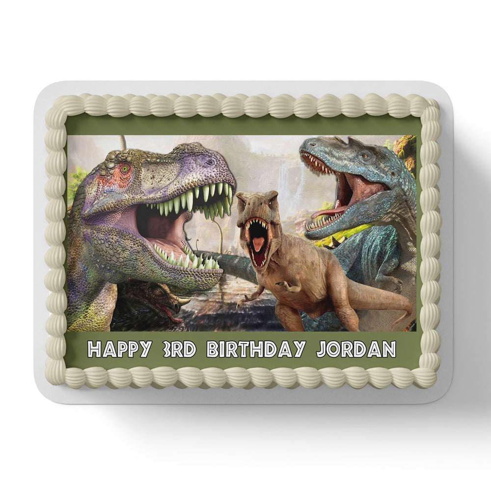 Dinosaur Rectangle A4 A3 Edible Cake Topper
