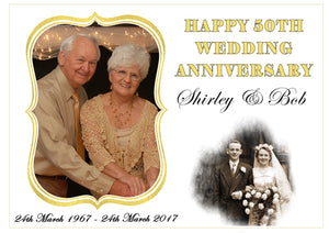 Anniversary Rectangle Square Edible Cake Topper with Photos