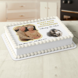 Anniversary Rectangle Square Edible Cake Topper with Photos