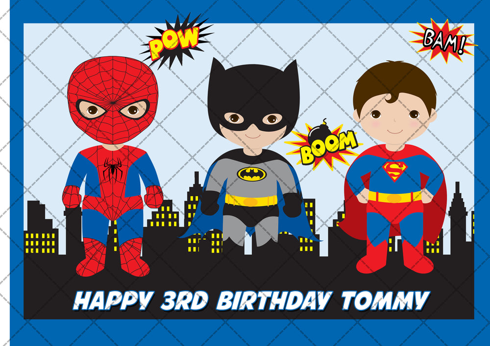 Superhero Boys Edible Icing Cake Topper