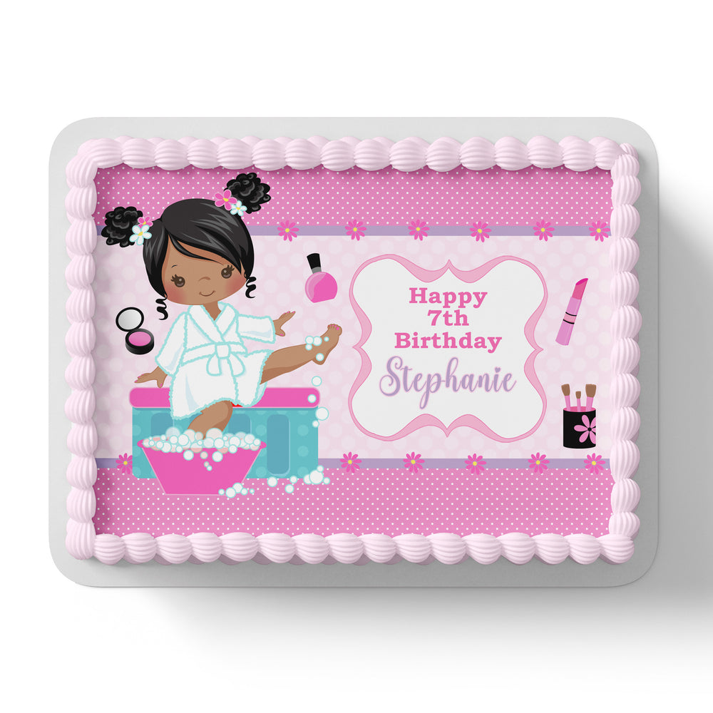 Pamper Spa Party Rectangle Square Edible Icing Cake Topper