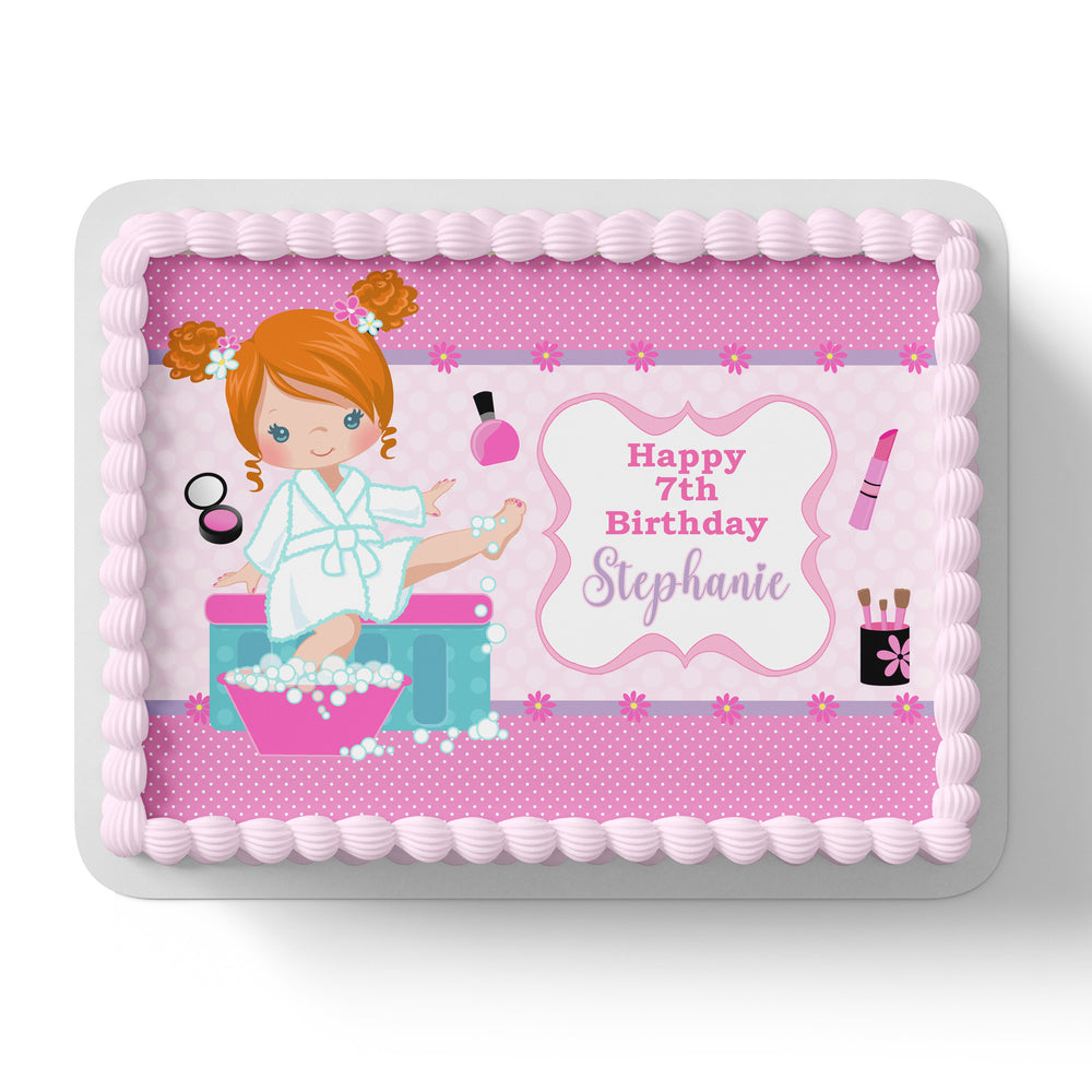 Pamper Spa Party Rectangle Square Edible Icing Cake Topper