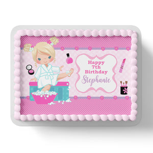 Pamper Spa Party Rectangle Square Edible Icing Cake Topper