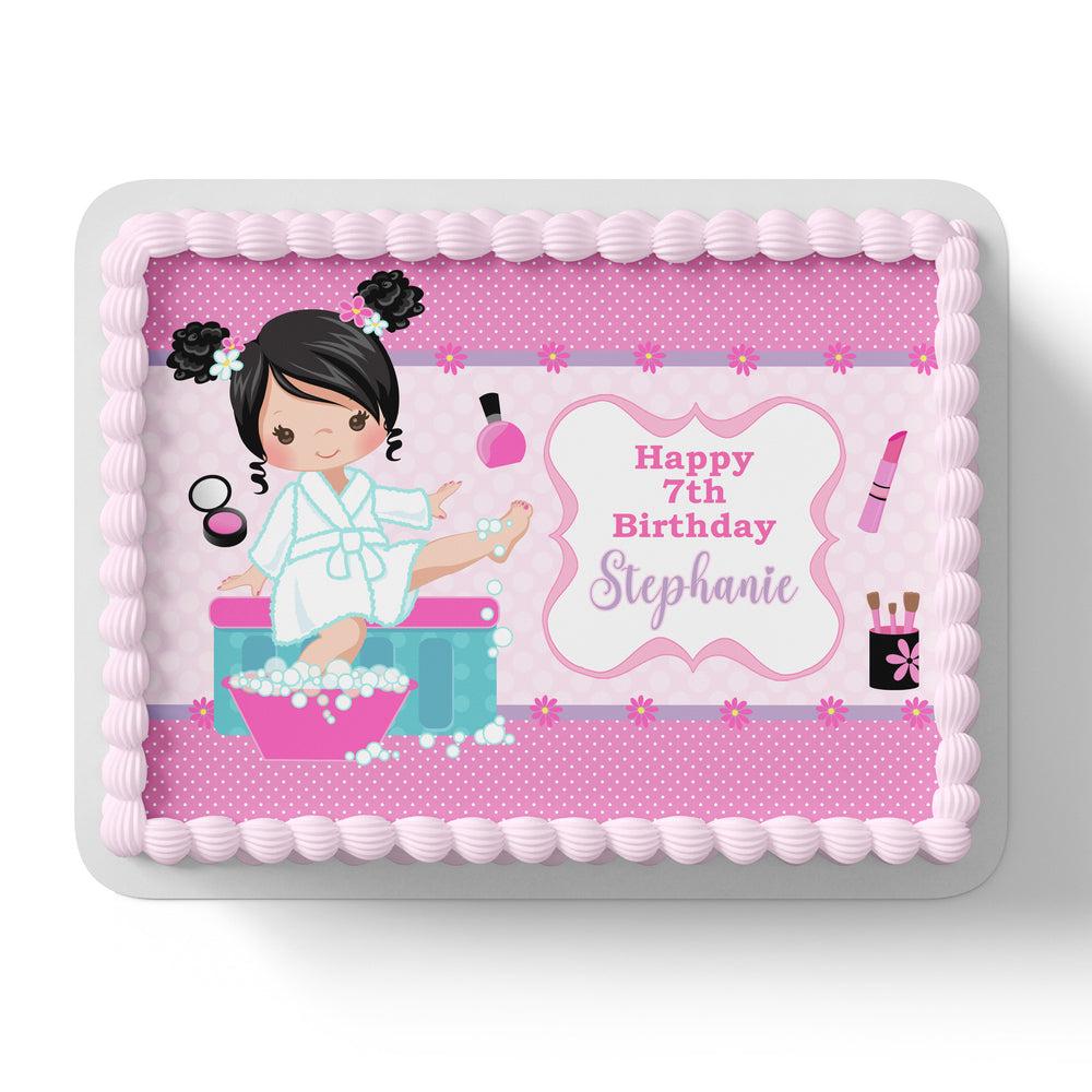 Pamper Spa Party Rectangle Square Edible Icing Cake Topper