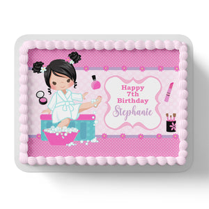 Pamper Spa Party Rectangle Square Edible Icing Cake Topper