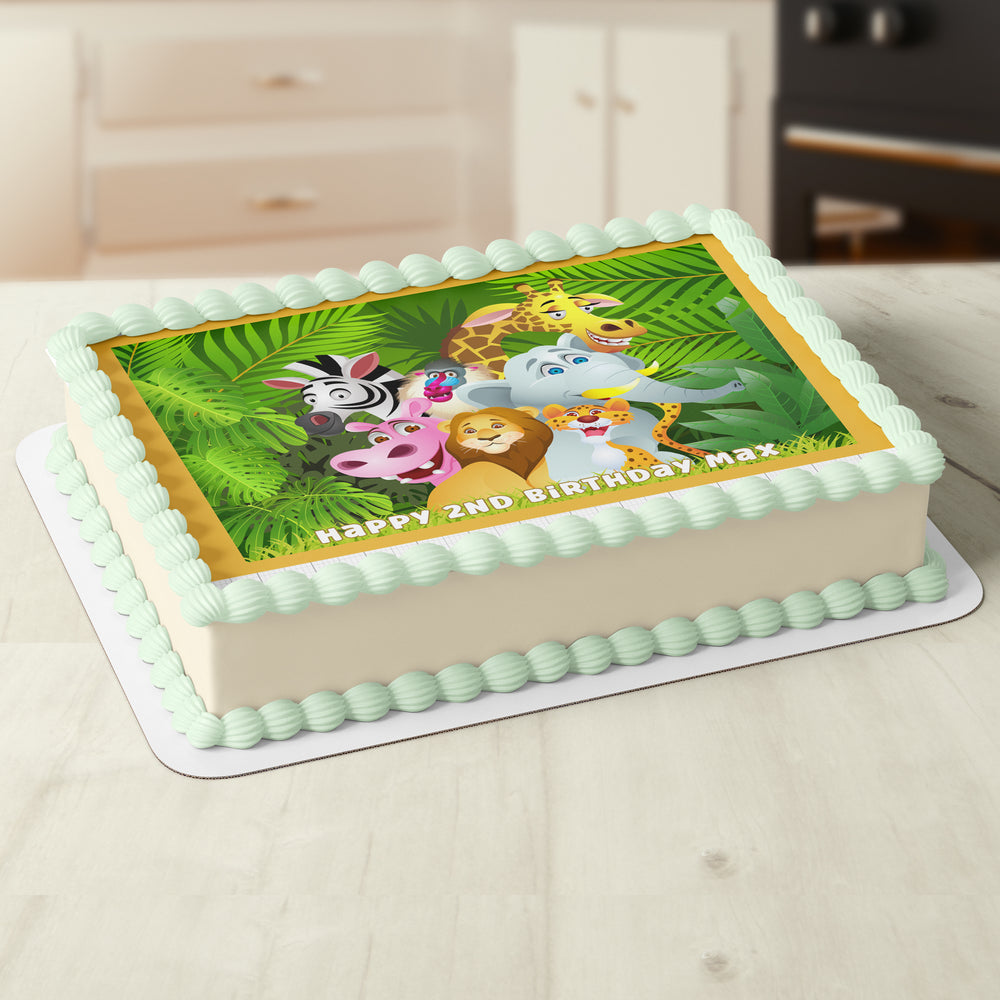 Jungle Animals Personalised Edible Cake Topper