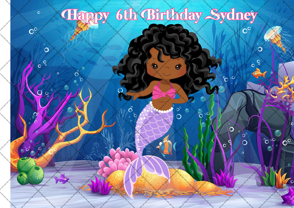 Mermaid Under The Sea Edible Icing Cake Topper