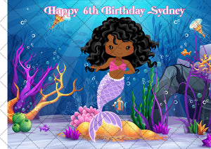 Mermaid Under The Sea Edible Icing Cake Topper