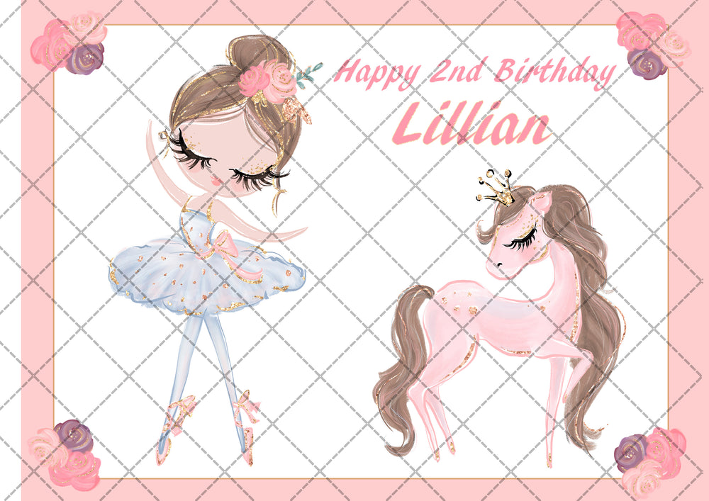 Ballerina Ballet Pony Dancer Edible Icing Cake Topper