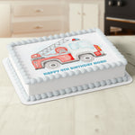 Fireman Firetruck Rectangle or Square Edible Cake Topper