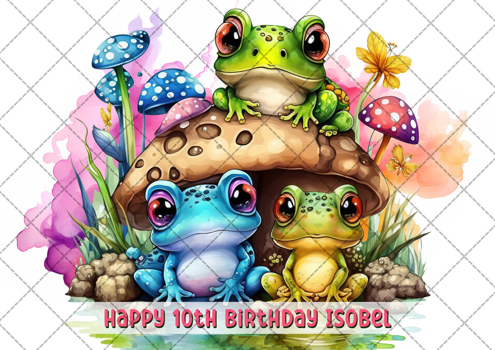 Cute Frogs Personalised Edible Cake Topper