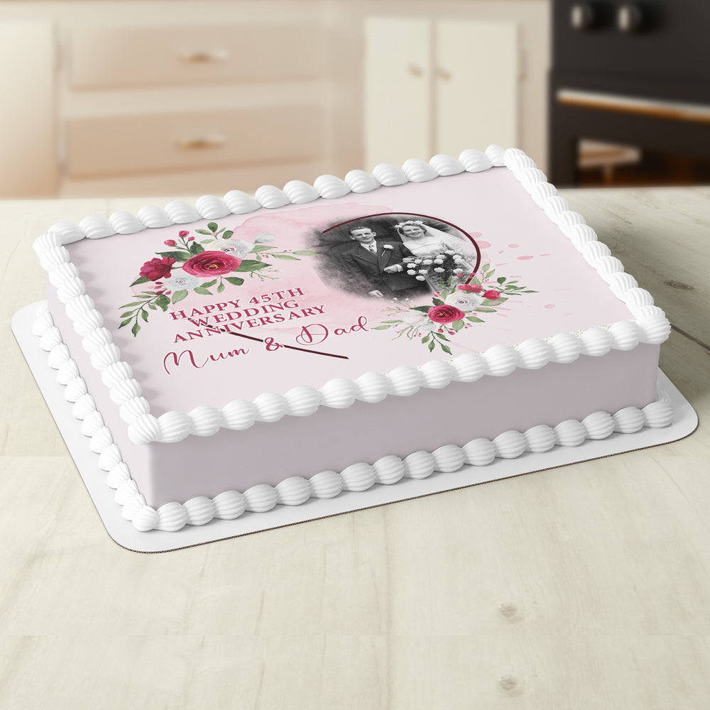 Photo Personalised Anniversary Edible Icing Cake Topper