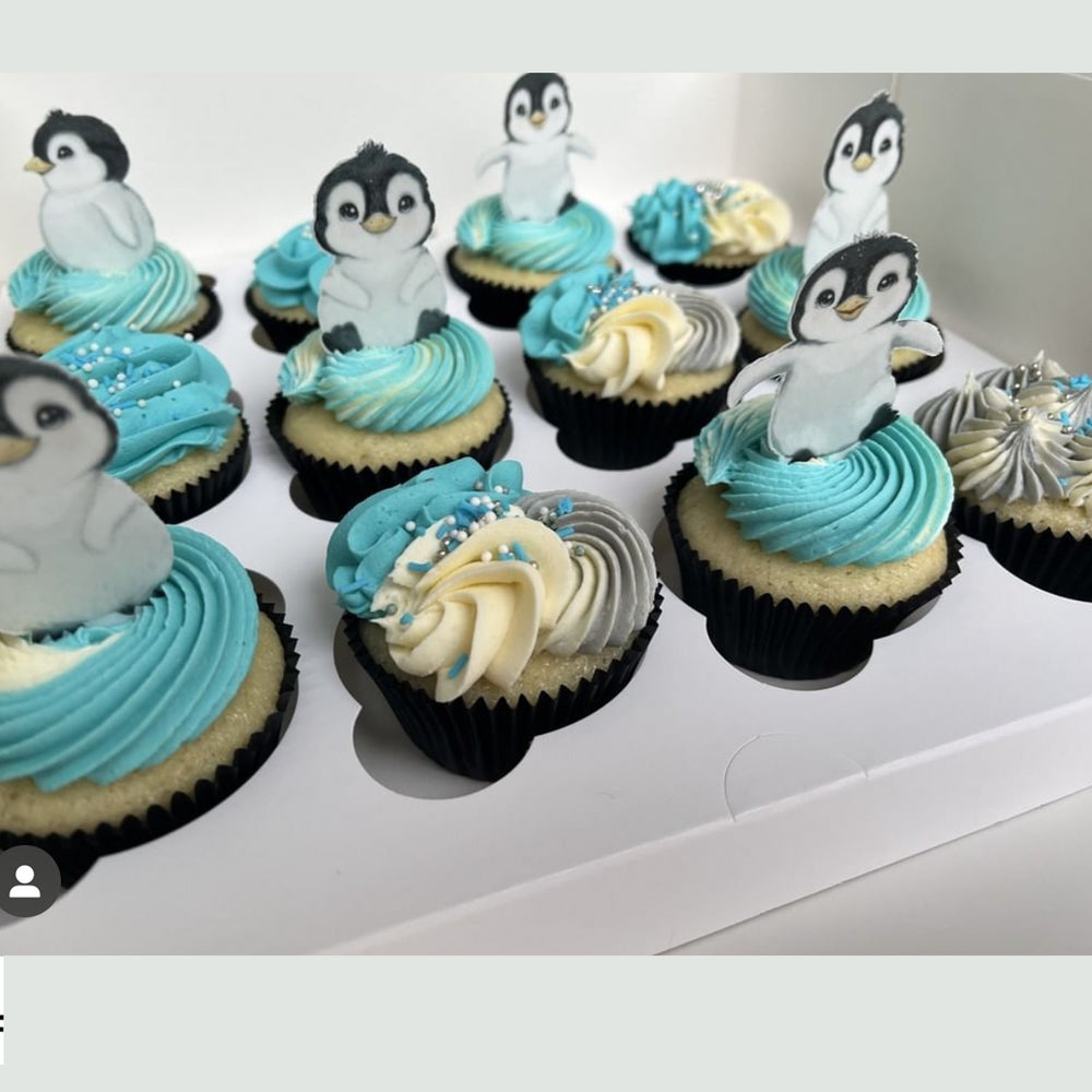 Penguin Pre-cut Edible Stand-Up Wafer Card Cupcake Toppers