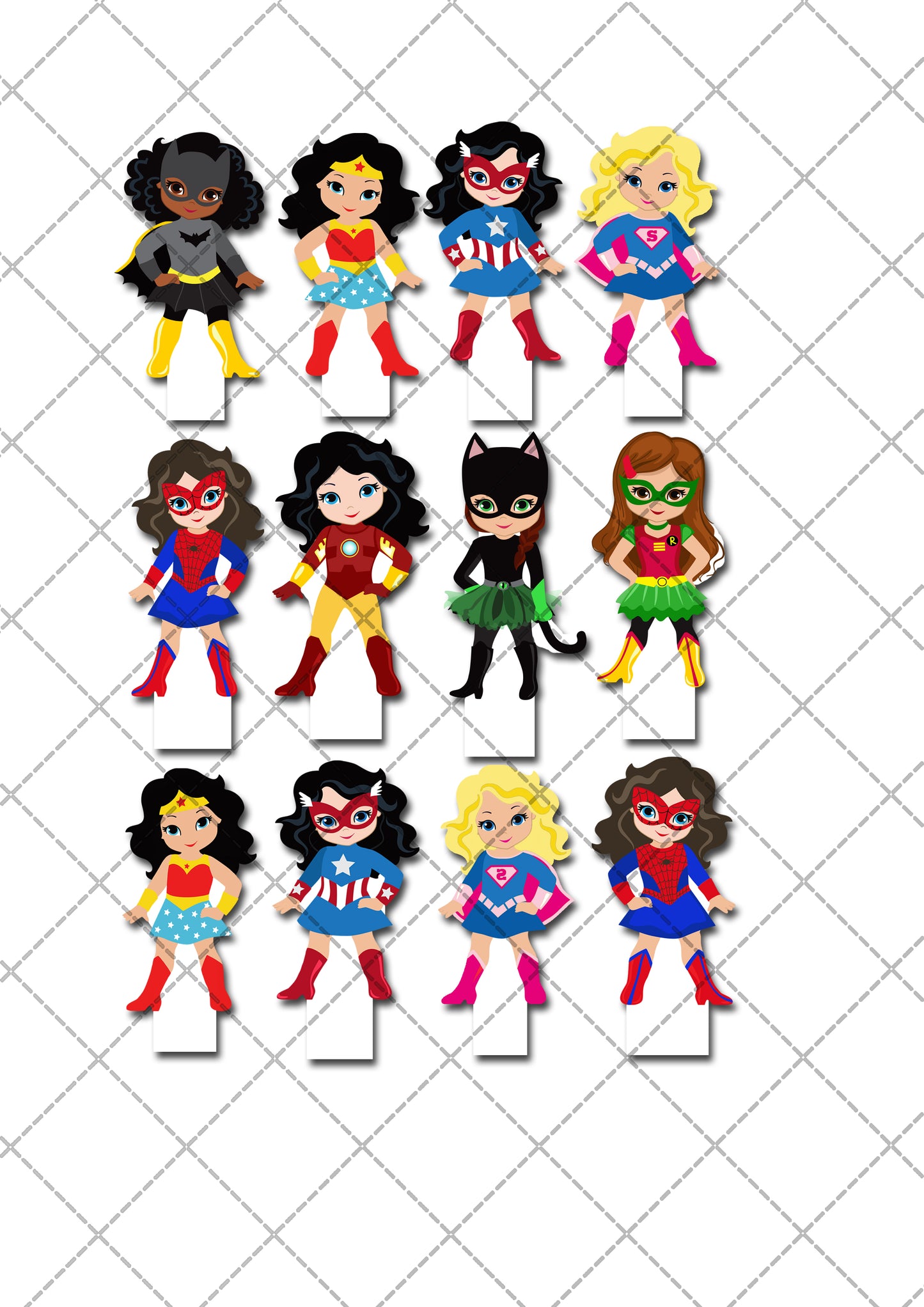 Superhero Girls Wonderwoman Pre-cut Edible Stand-Up Wafer Card Cupcake Toppers