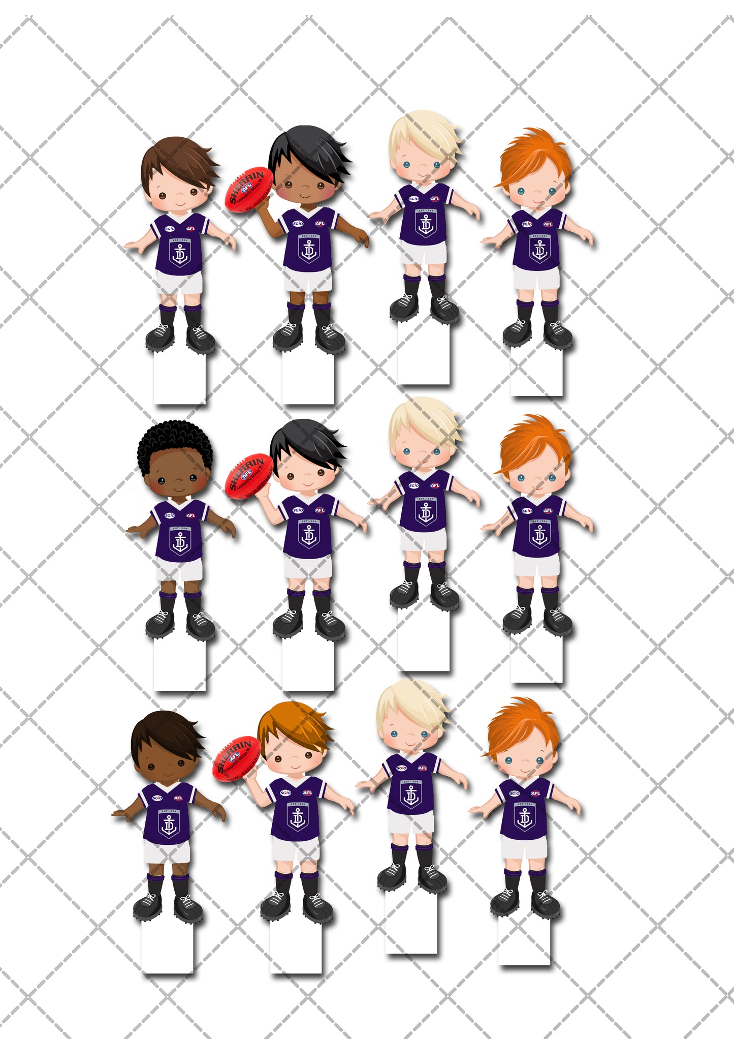 AFL West Coast Fremantle Carlton Pre-cut Edible Stand-Up Wafer Card Cupcake Toppers