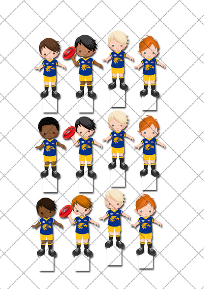 AFL West Coast Fremantle Carlton Pre-cut Edible Stand-Up Wafer Card Cupcake Toppers