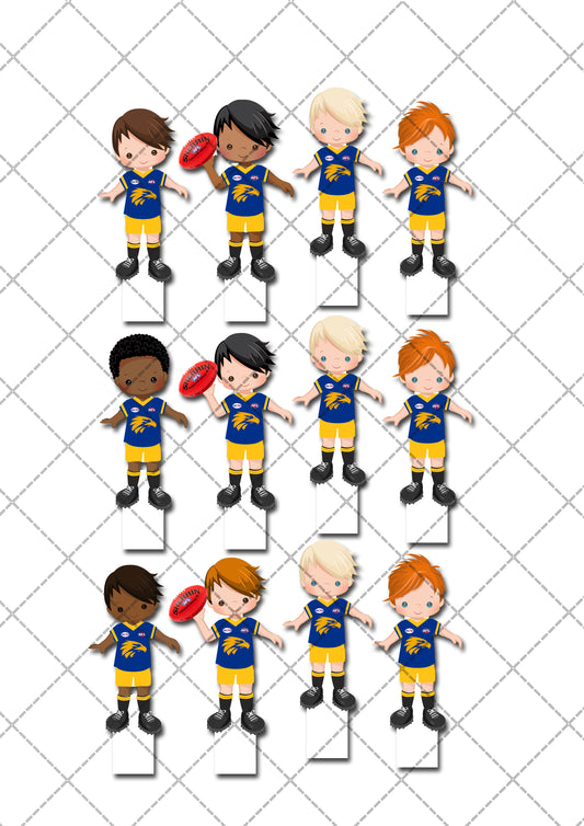 AFL West Coast Fremantle Carlton Pre-cut Edible Stand-Up Wafer Card Cupcake Toppers