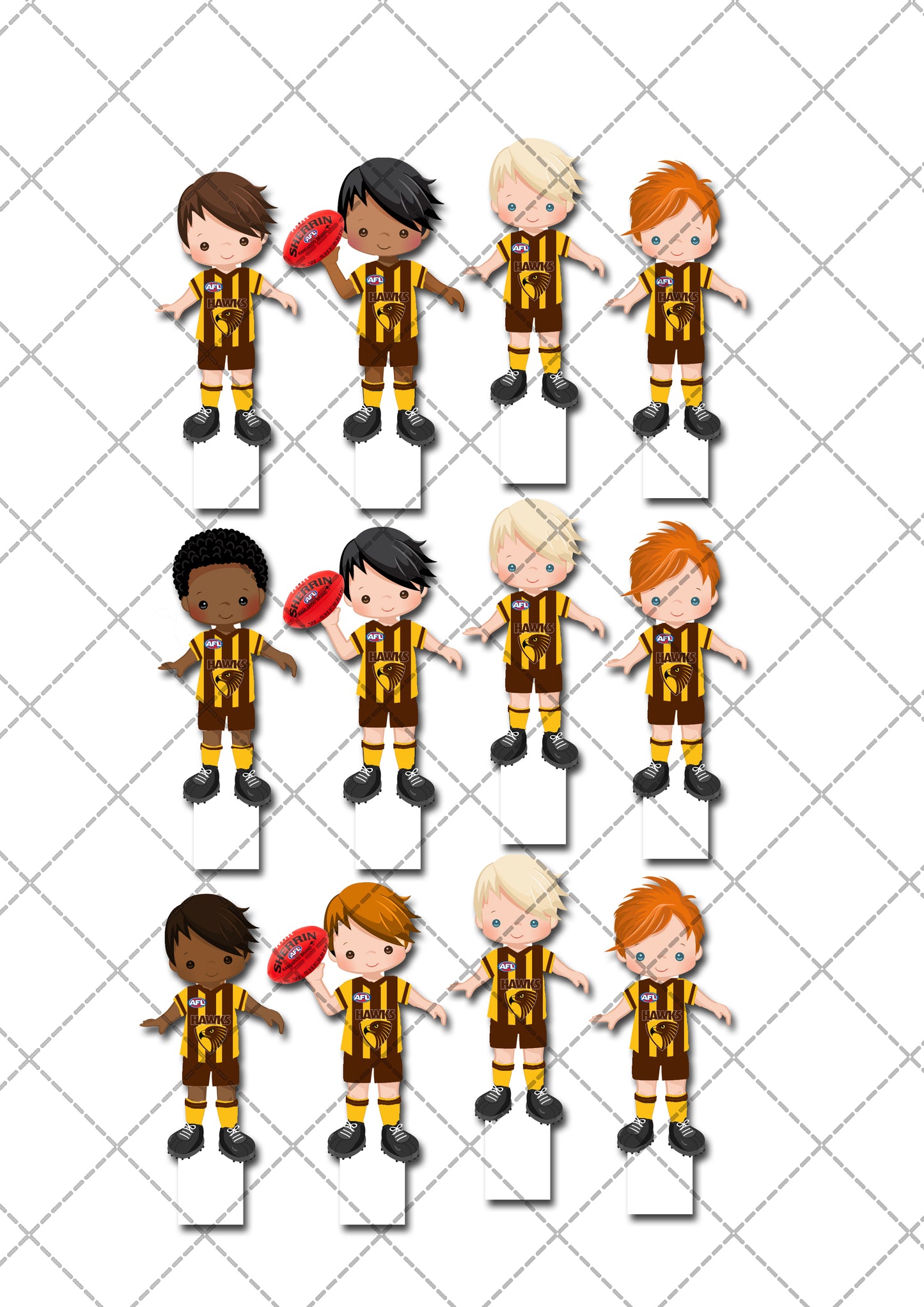AFL West Coast Fremantle Carlton Pre-cut Edible Stand-Up Wafer Card Cupcake Toppers