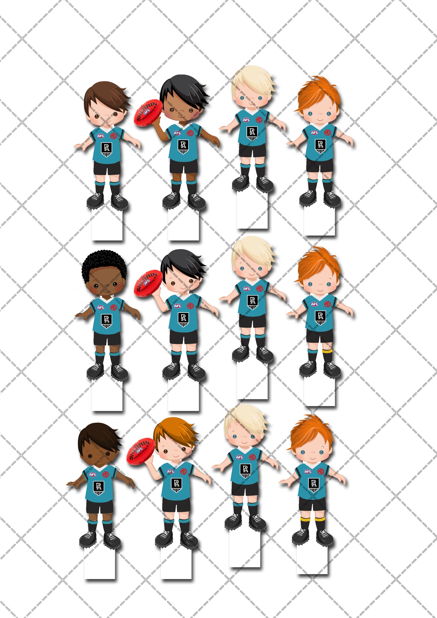 AFL West Coast Fremantle Carlton Pre-cut Edible Stand-Up Wafer Card Cupcake Toppers