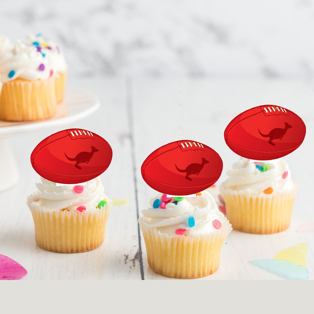 AFL Football Pre-cut Edible Stand Up Wafer Card Cupcake Toppers