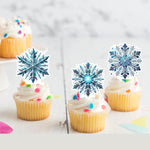 Snowflakes Christmas Pre-cut Edible Stand-Up Wafer Card Toppers