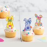 Easter Bunny Pre-cut Edible Stand-Up Wafer Card Cupcake Toppers
