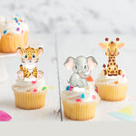 Jungle Safari Animals Pre-cut Edible Stand-Up Wafer Card Cupcake Toppers