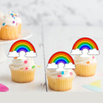 Bright Rainbows Pre-cut Edible Stand Up Wafer Card Cupcake Toppers