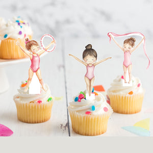 Gymnastics Pre-cut Edible Stand Up Wafer Card Cupcake Toppers