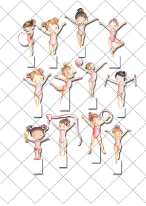 Gymnastics Pre-cut Edible Stand Up Wafer Card Cupcake Toppers