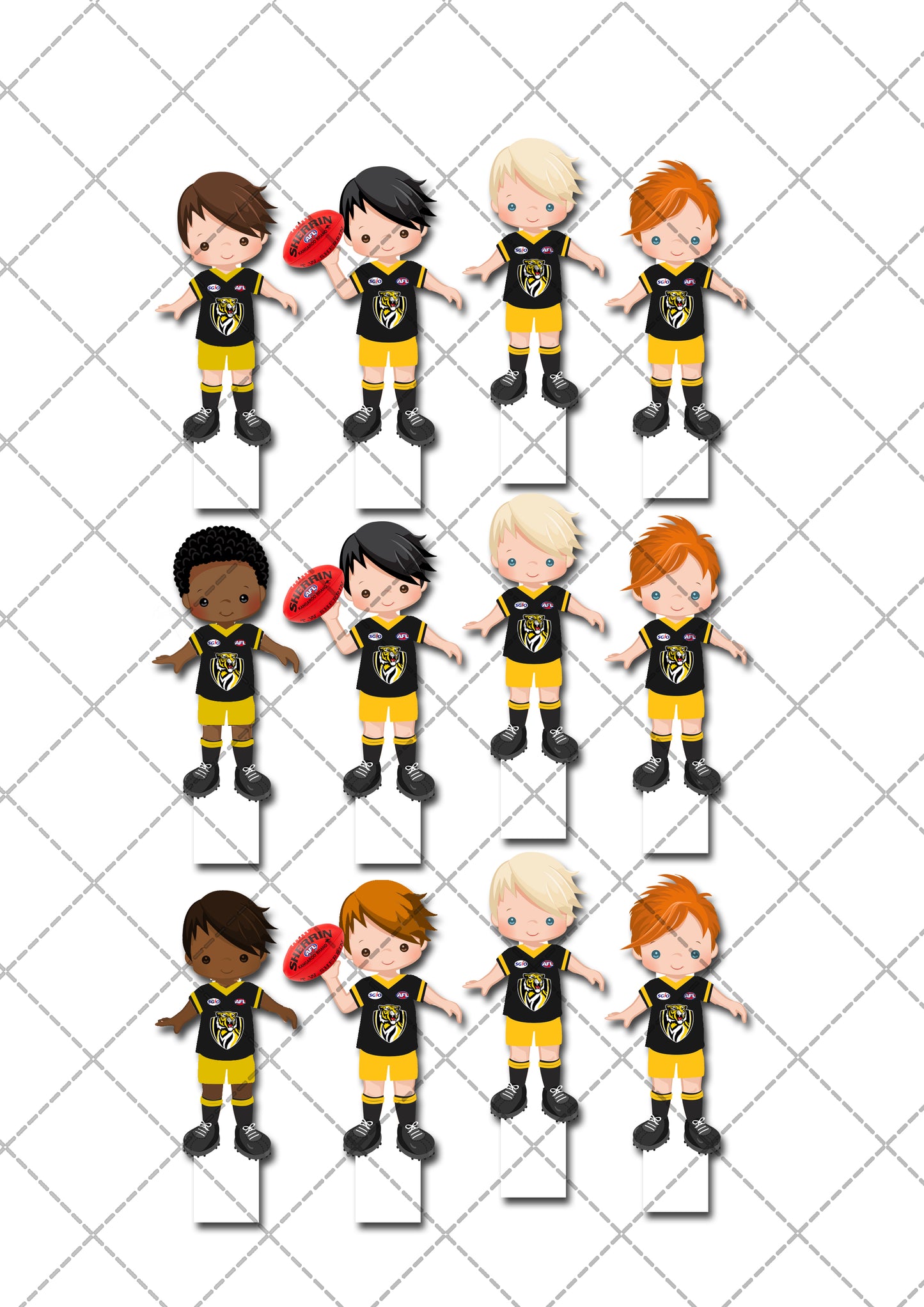 AFL West Coast Fremantle Carlton Pre-cut Edible Stand-Up Wafer Card Cupcake Toppers