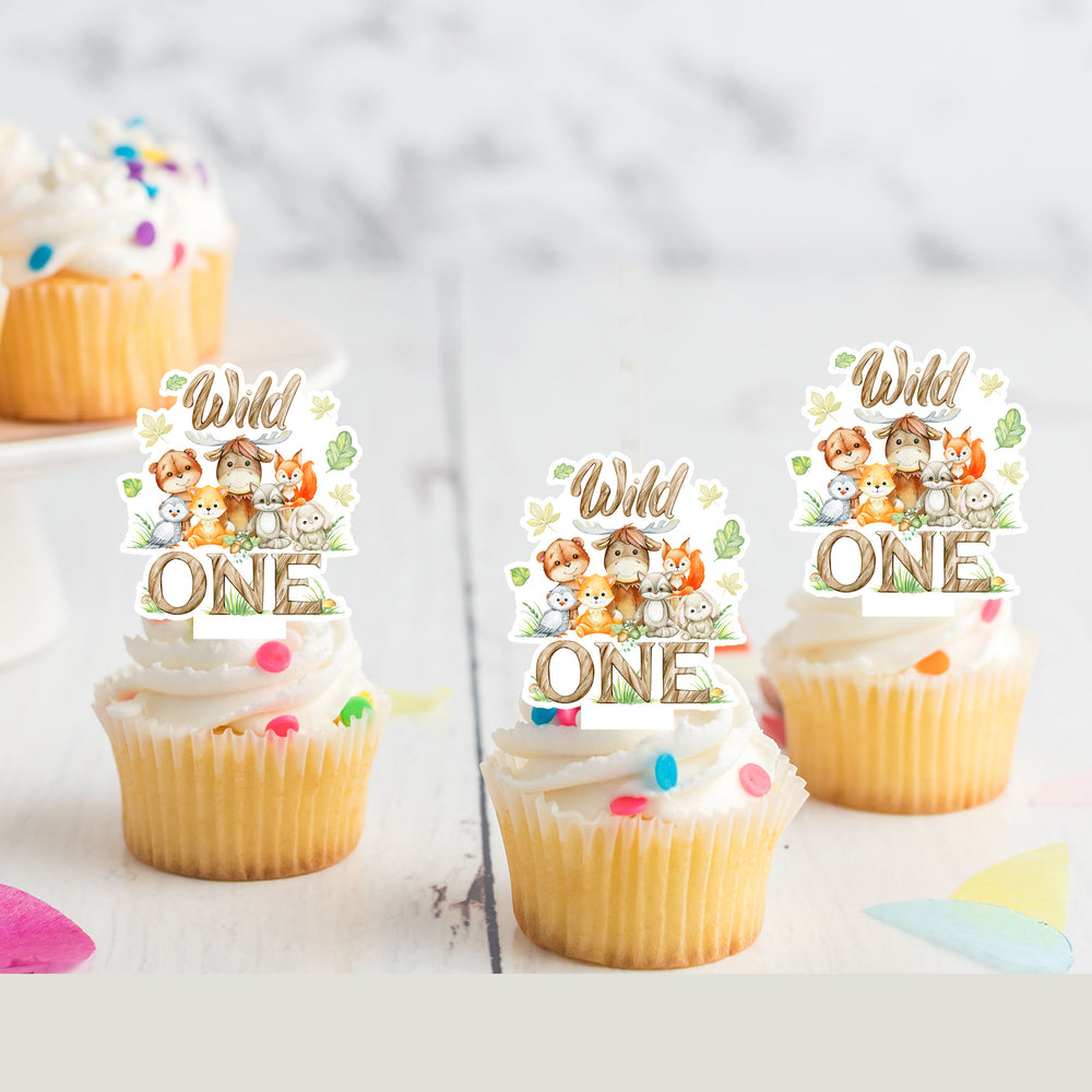 Jungle Animal Safari Wild One Pre-cut Edible Stand-Up Wafer Card Cupcake Toppers