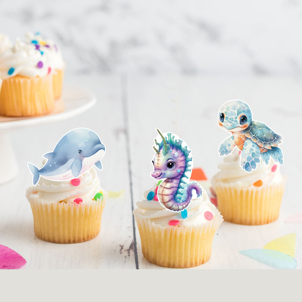 Under The Sea Animals Pre-cut Edible Stand-Up Wafer Card Toppers