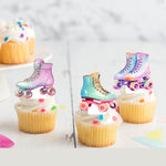 Rollerskating Rollerskates Pre-cut Edible Stand Up Wafer Card Cupcake Toppers