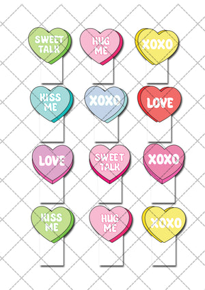 Valentines Love Pre-cut Edible Stand Up Wafer Card Cupcake Toppers