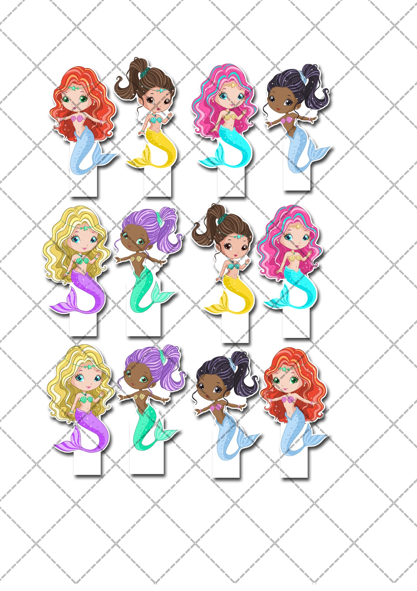 Mermaid Under The Sea Pre-cut Edible Stand-Up Wafer Card Toppers