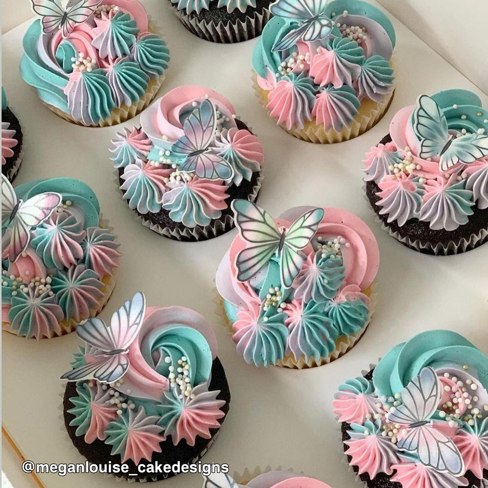 Multicoloured Pre-cut Edible Wafer Butterflies