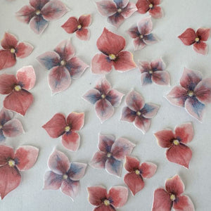 Pink & Purple Pre-cut Edible Wafer Hydrangea Flowers