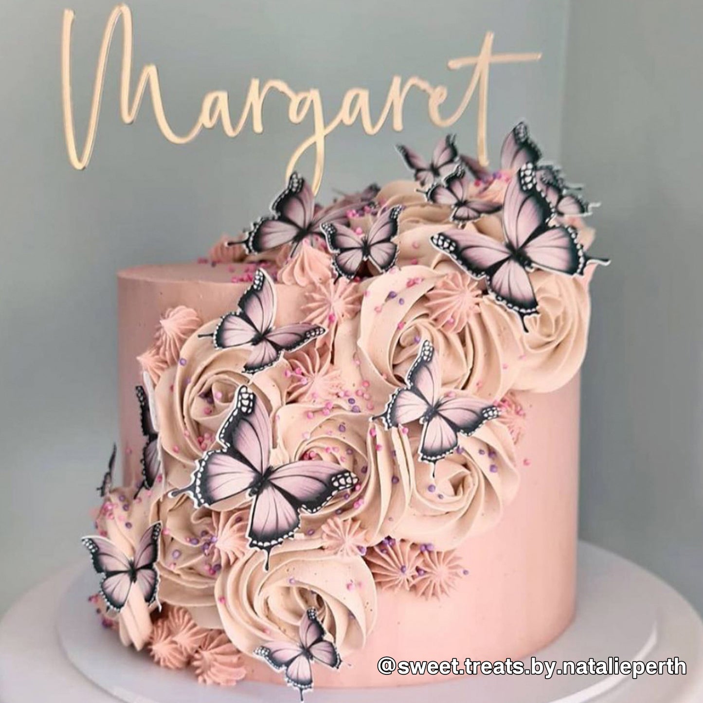 Pink & Black Pre-cut Edible Wafer Butterflies