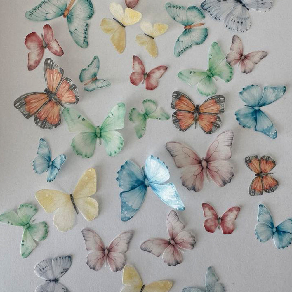 Multicoloured Pre-cut Edible Wafer Butterflies