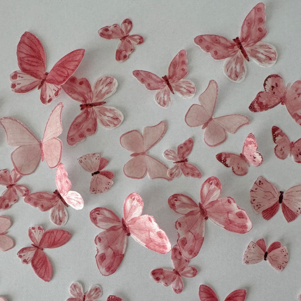 Coral Coloured Pre-cut Edible Wafer Butterflies