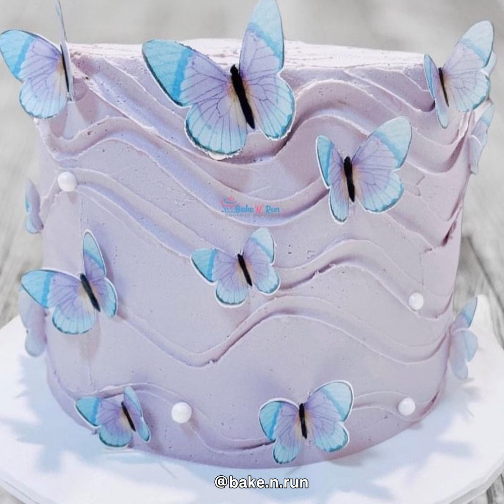 Purple & Blue Pre-cut Edible Wafer Butterflies