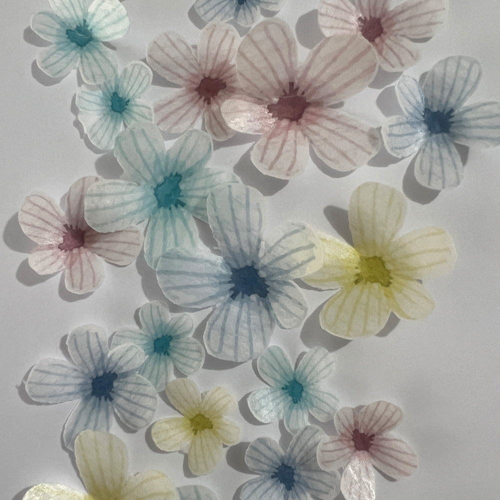 Multicoloured Pre-cut Edible Wafer Flowers