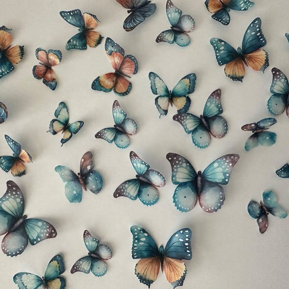 Multicoloured Pre-cut Edible Wafer Butterflies