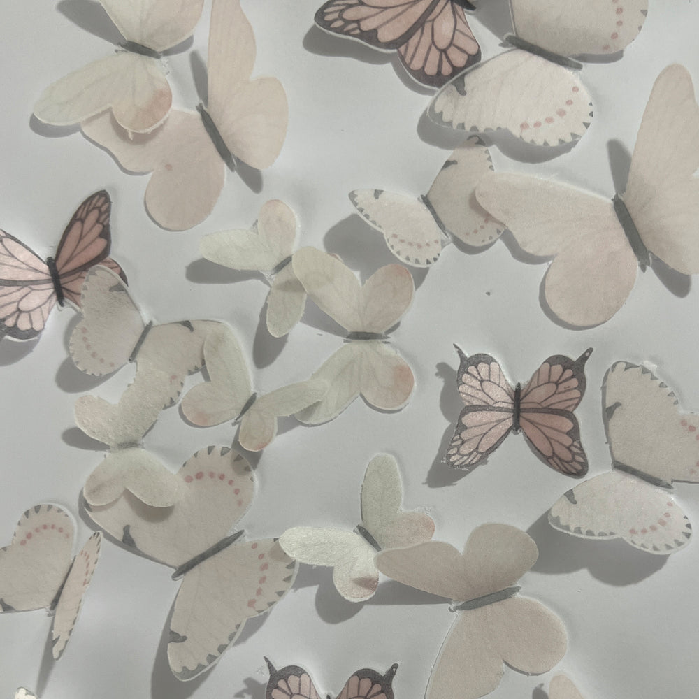 Light Pink Pre-cut Edible Wafer Butterflies