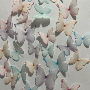 Multicoloured Pastel Pre-cut Edible Wafer Butterflies