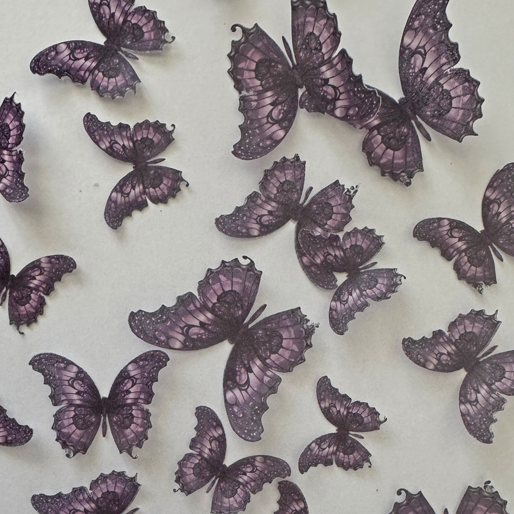 Bright Purple Pre-cut Edible Wafer Butterflies